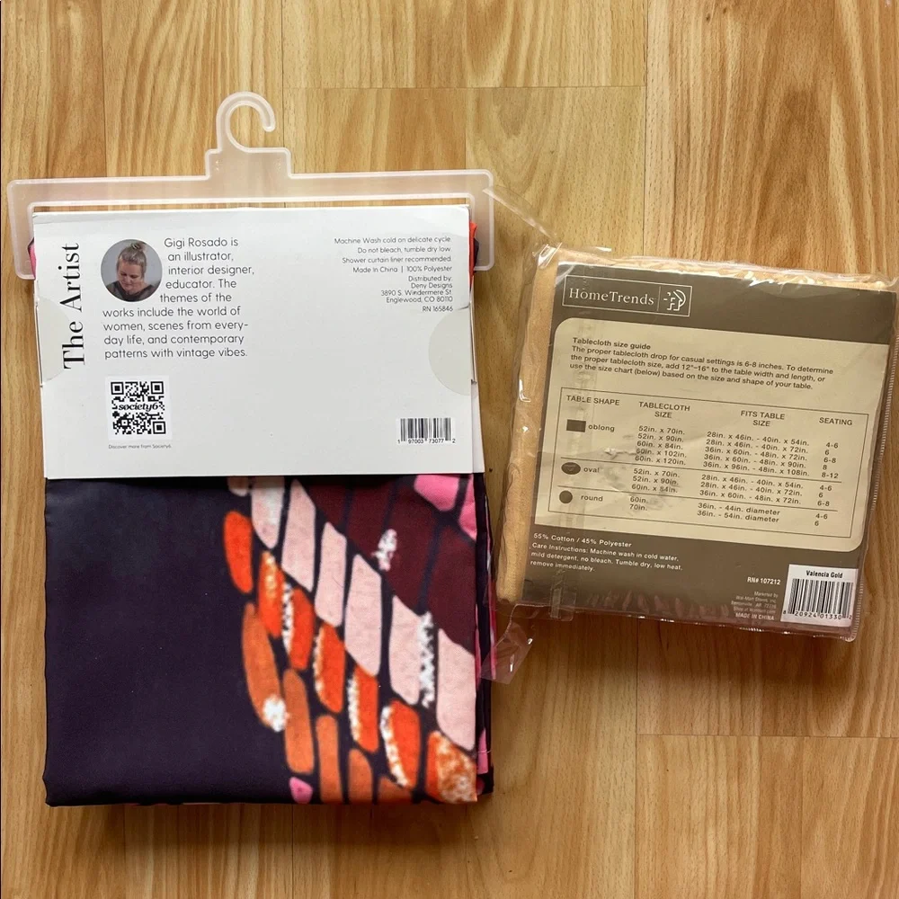 2pc LOT •SOCIETY6• shower curtain 68x72 // Valencia oblong table cloth 60x84